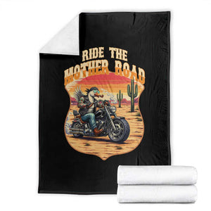 Funny Route Highway 66 Goose Biker Throw Blanket Ride The Mother Road