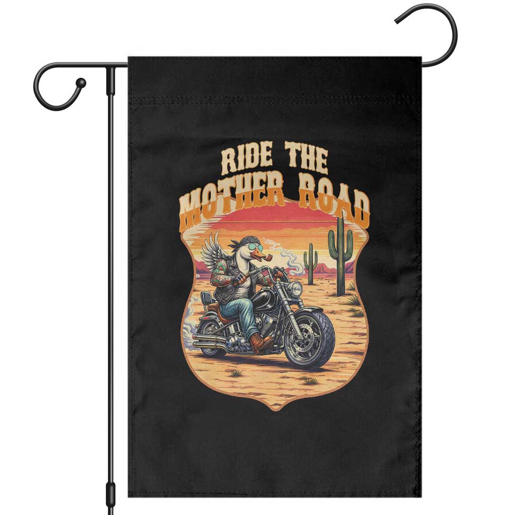Funny Route Highway 66 Goose Biker Garden Flag Ride The Mother Road TS12 Black Print Your Wear