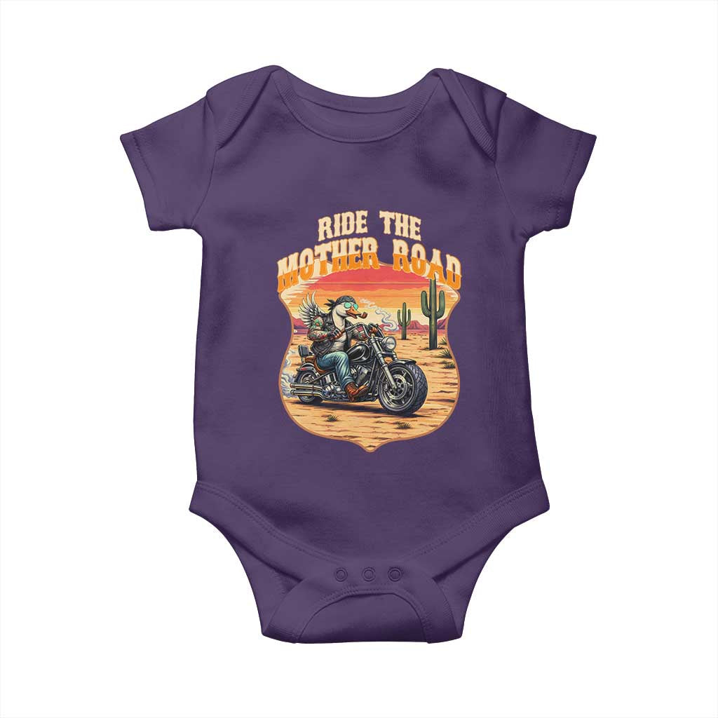 Funny Route Highway 66 Goose Biker Baby Onesie Ride The Mother Road TS12 Purple Print Your Wear