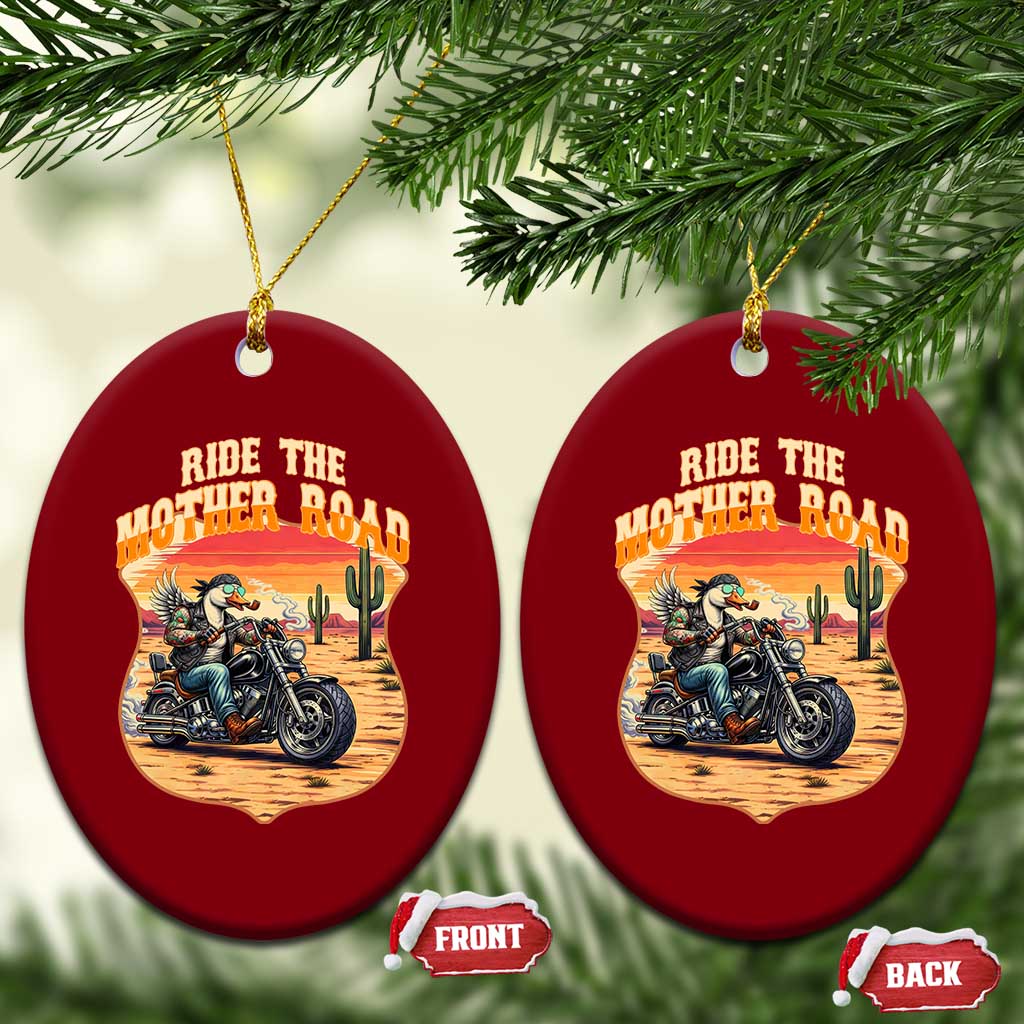 Funny Route Highway 66 Goose Biker Ceramic Ornament Ride The Mother Road TS12 Print Your Wear