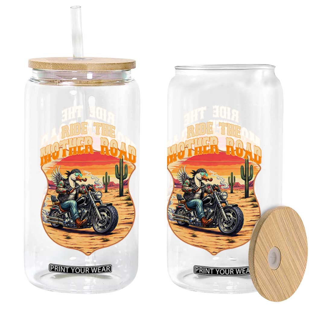 Funny Route Highway 66 Goose Biker Glass Can Ride The Mother Road