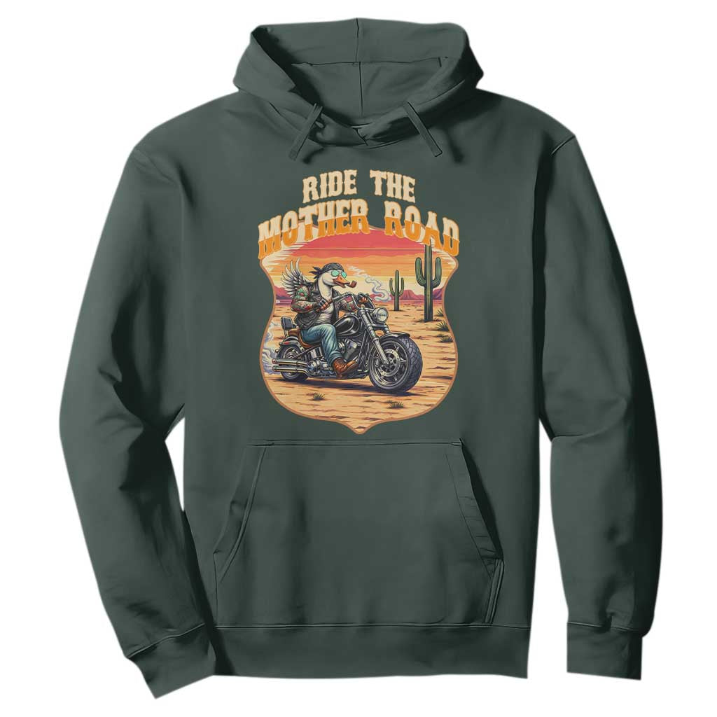 Funny Route Highway 66 Goose Biker Hoodie Ride The Mother Road