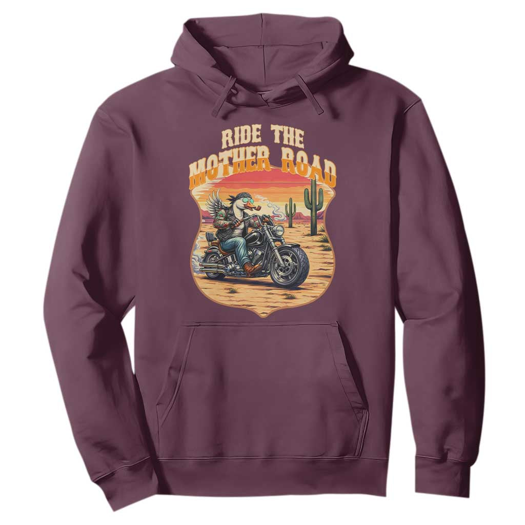 Funny Route Highway 66 Goose Biker Hoodie Ride The Mother Road