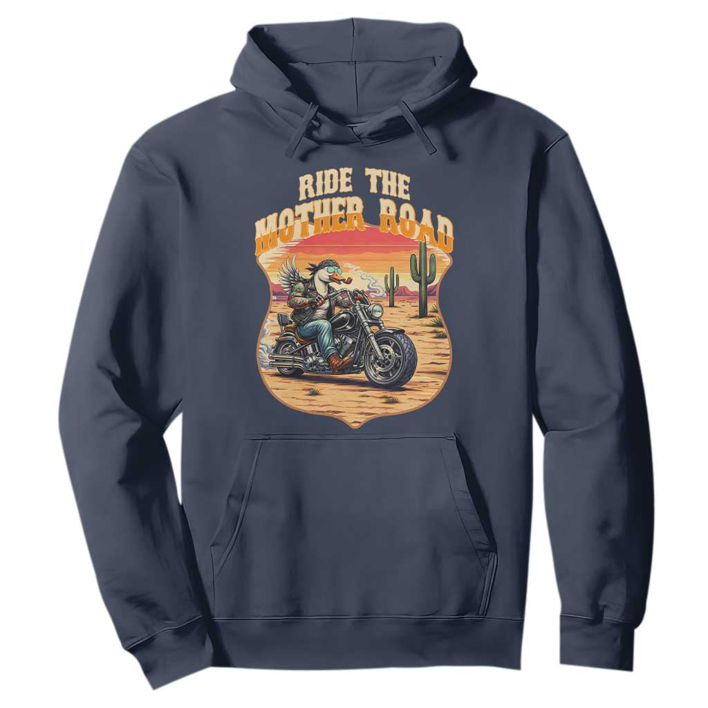 Funny Route Highway 66 Goose Biker Hoodie Ride The Mother Road