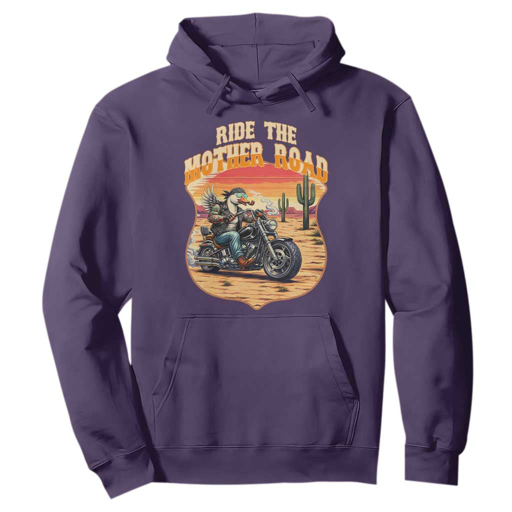 Funny Route Highway 66 Goose Biker Hoodie Ride The Mother Road