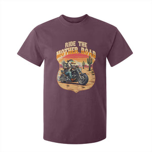 Funny Route Highway 66 Goose Biker T Shirt For Kid Ride The Mother Road TS12 Maroon Print Your Wear
