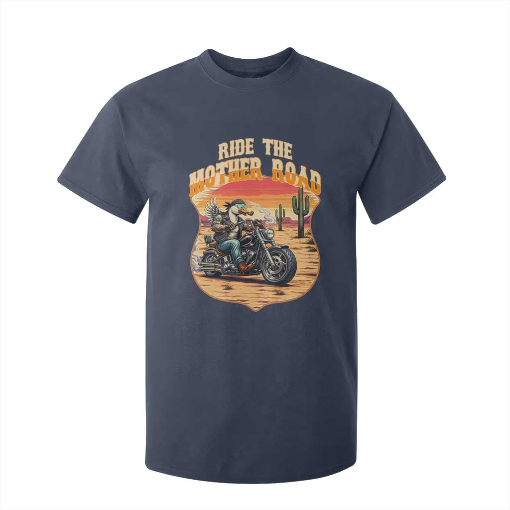 Funny Route Highway 66 Goose Biker T Shirt For Kid Ride The Mother Road TS12 Navy Print Your Wear