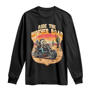 Funny Route Highway 66 Goose Biker Long Sleeve Shirt Ride The Mother Road