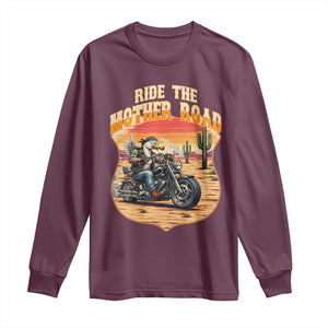 Funny Route Highway 66 Goose Biker Long Sleeve Shirt Ride The Mother Road