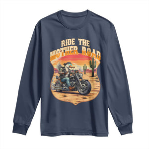 Funny Route Highway 66 Goose Biker Long Sleeve Shirt Ride The Mother Road