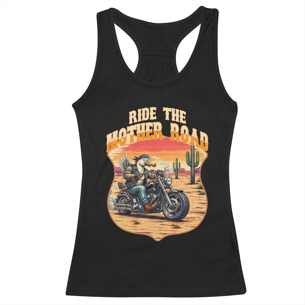 Funny Route Highway 66 Goose Biker Racerback Tank Top Ride The Mother Road TS12 Black Print Your Wear