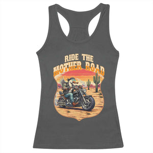Funny Route Highway 66 Goose Biker Racerback Tank Top Ride The Mother Road TS12 Dark Heather Print Your Wear
