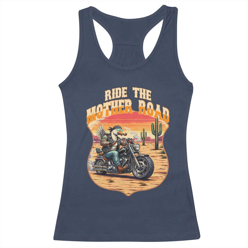 Funny Route Highway 66 Goose Biker Racerback Tank Top Ride The Mother Road TS12 Navy Print Your Wear