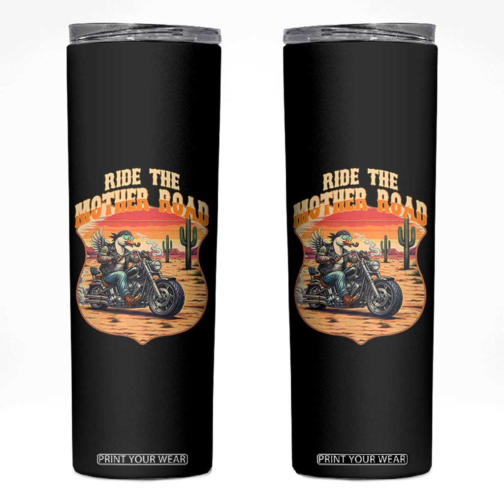Funny Route Highway 66 Goose Biker Skinny Tumbler Ride The Mother Road