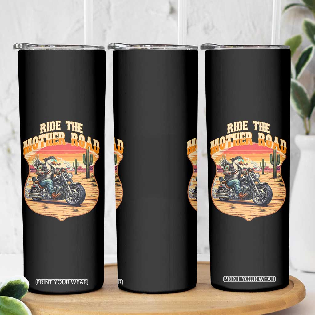 Funny Route Highway 66 Goose Biker Skinny Tumbler Ride The Mother Road TS12 Print Your Wear