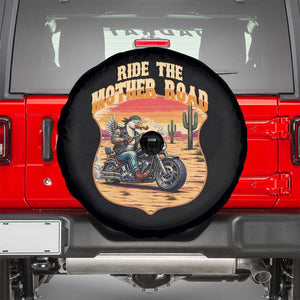 Funny Route Highway 66 Goose Biker Spare Tire Cover Ride The Mother Road TS12 Black Print Your Wear