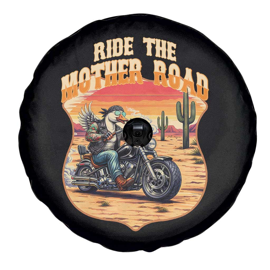 Funny Route Highway 66 Goose Biker Spare Tire Cover Ride The Mother Road TS12 Print Your Wear