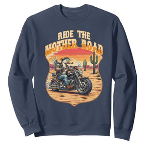 Funny Route Highway 66 Goose Biker Sweatshirt Ride The Mother Road TS12 Navy Print Your Wear