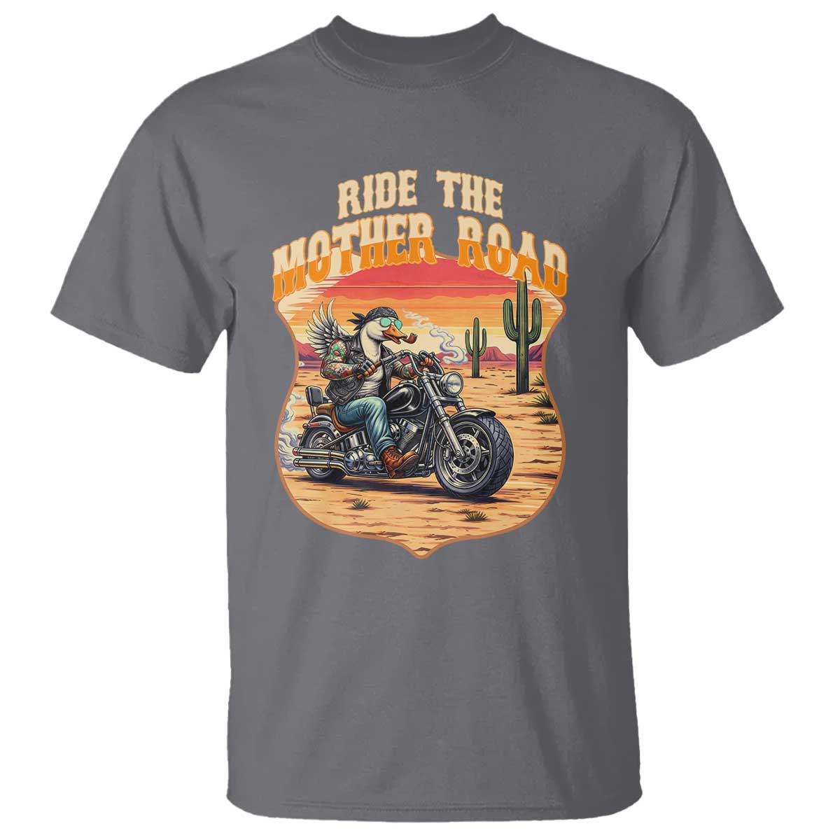 Funny Route Highway 66 Goose Biker T Shirt Ride The Mother Road