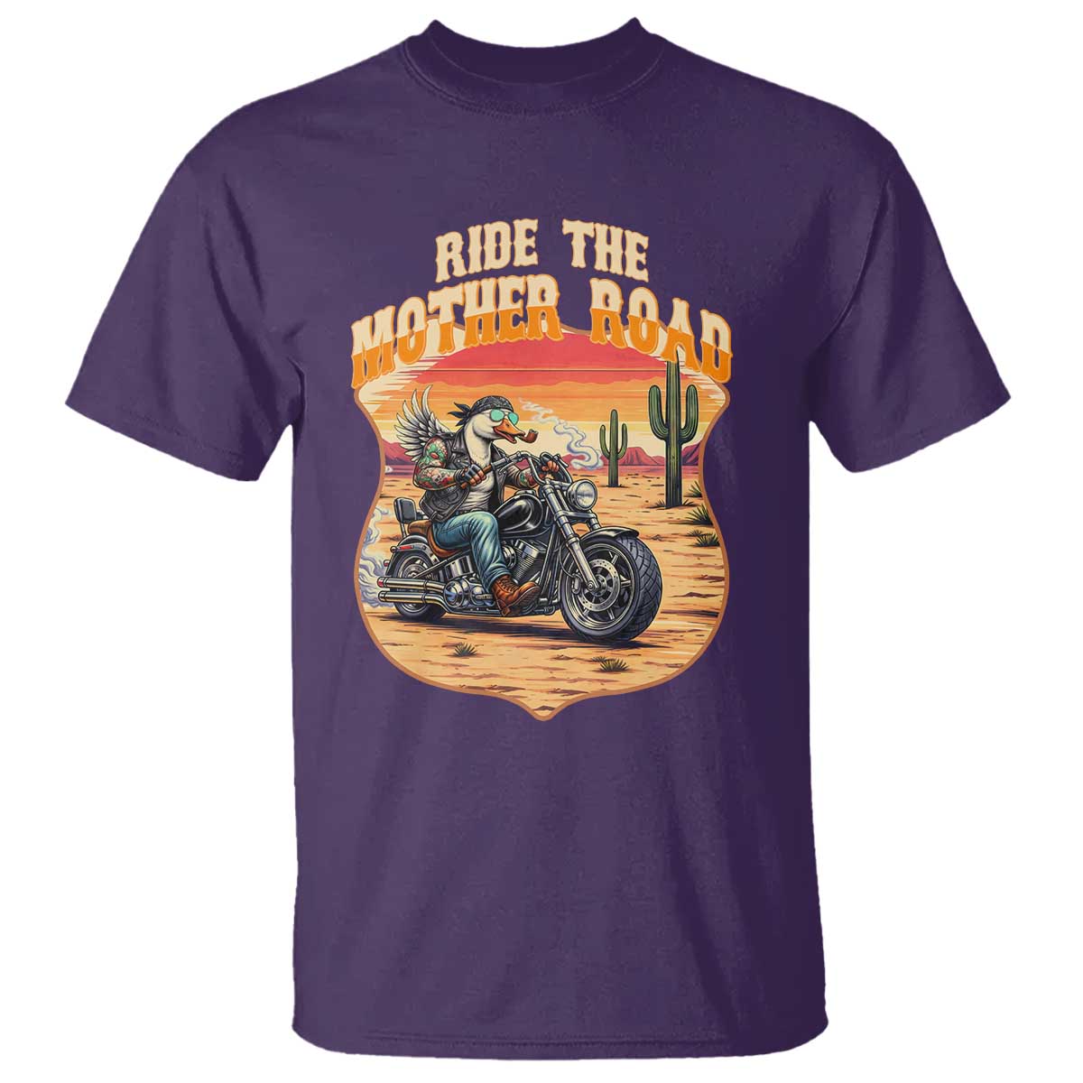 Funny Route Highway 66 Goose Biker T Shirt Ride The Mother Road