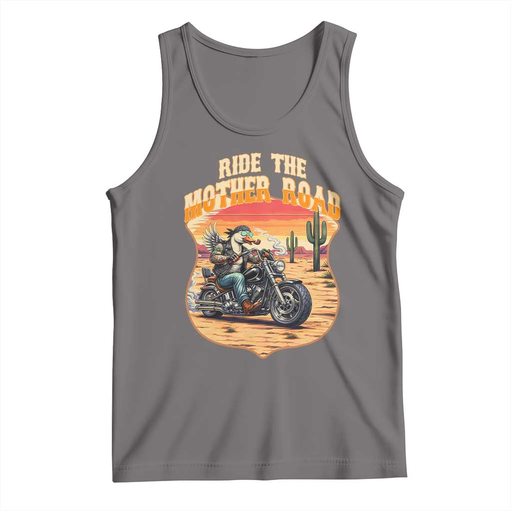 Funny Route Highway 66 Goose Biker Tank Top Ride The Mother Road TS12 Deep Heather Print Your Wear