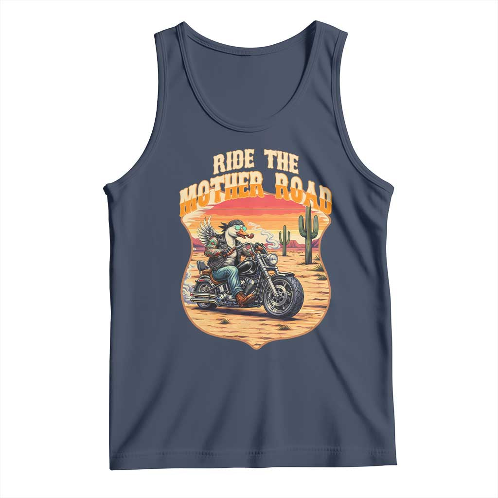 Funny Route Highway 66 Goose Biker Tank Top Ride The Mother Road TS12 Navy Print Your Wear