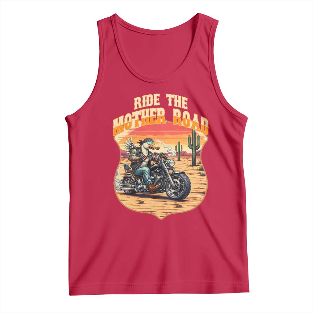 Funny Route Highway 66 Goose Biker Tank Top Ride The Mother Road TS12 Red Print Your Wear