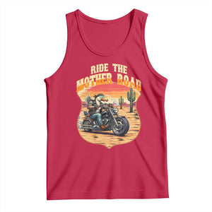Funny Route Highway 66 Goose Biker Tank Top Ride The Mother Road TS12 Red Print Your Wear