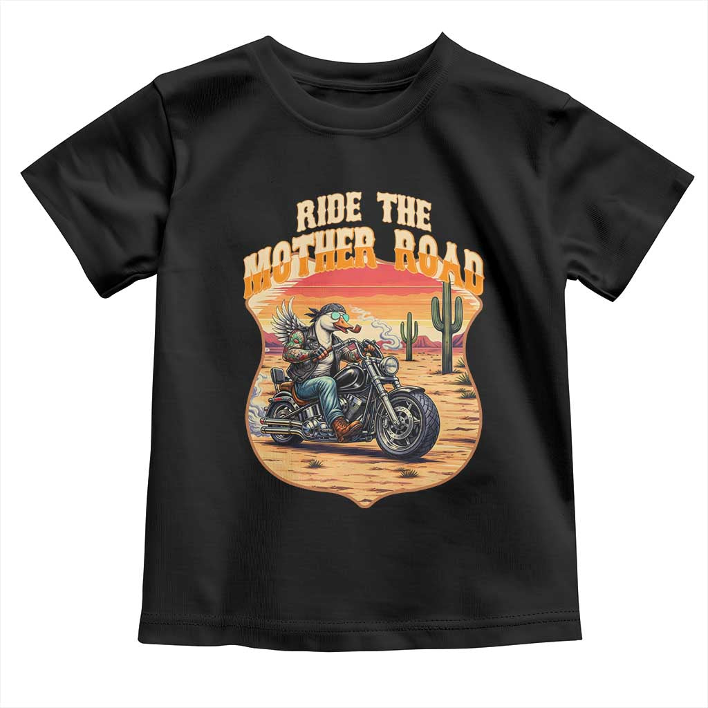 Funny Route Highway 66 Goose Biker Toddler T Shirt Ride The Mother Road TS12 Black Print Your Wear