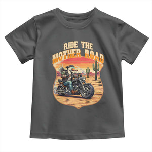 Funny Route Highway 66 Goose Biker Toddler T Shirt Ride The Mother Road TS12 Dark Heather Print Your Wear