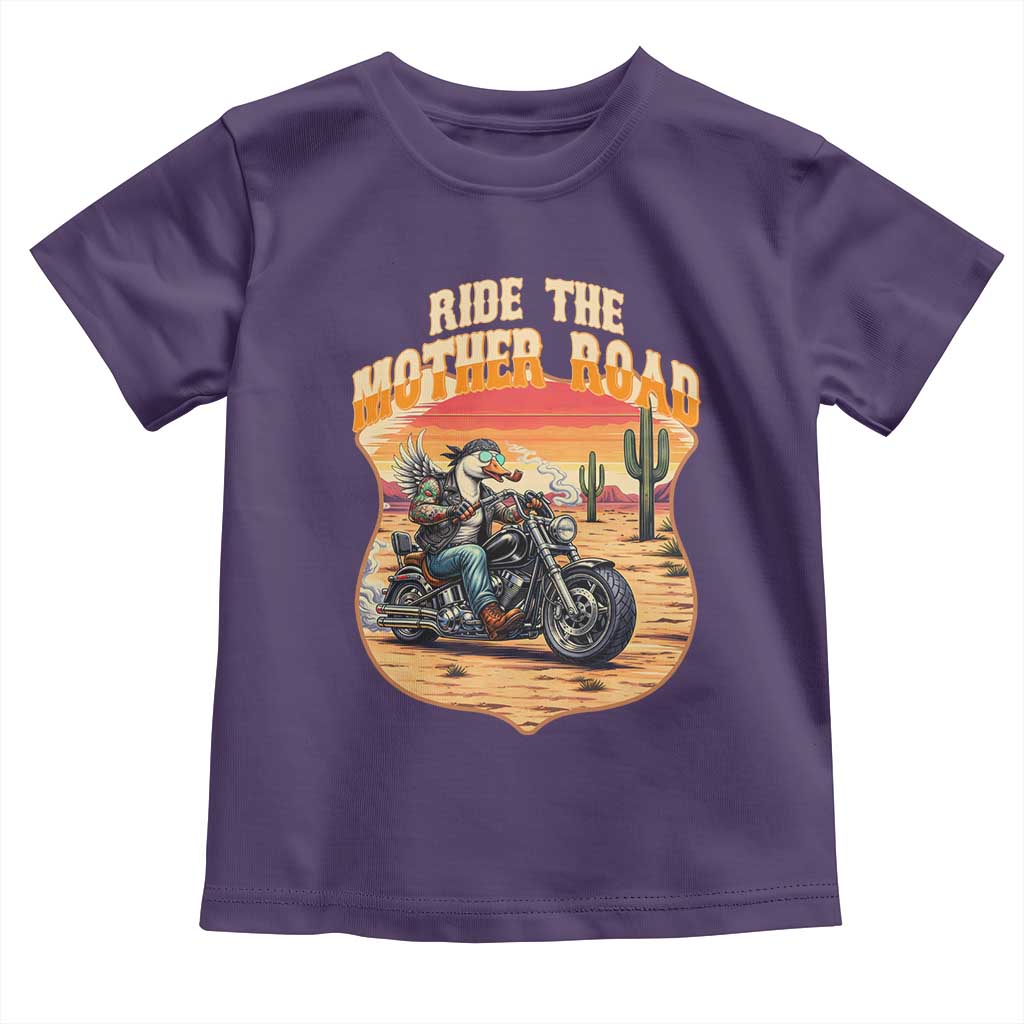 Funny Route Highway 66 Goose Biker Toddler T Shirt Ride The Mother Road TS12 Purple Print Your Wear