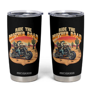 Funny Route Highway 66 Goose Biker Tumbler Cup Ride The Mother Road