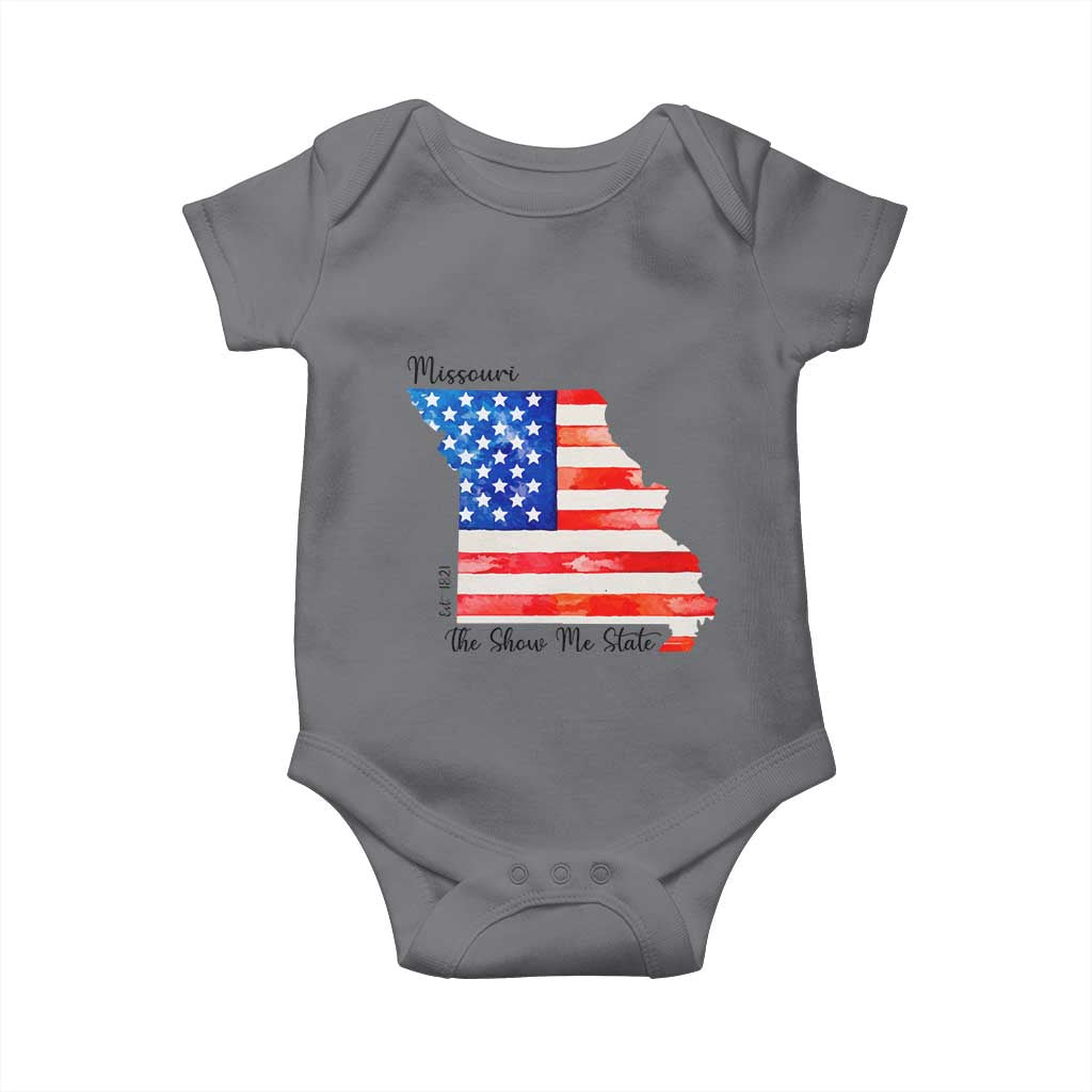 The Show Me State Est 1821 Baby Onesie Proud Missourian Gift TS12 Charcoal Print Your Wear