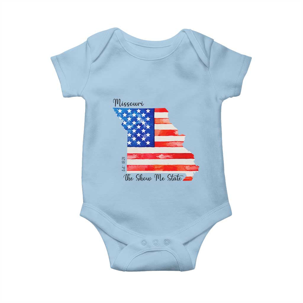 The Show Me State Est 1821 Baby Onesie Proud Missourian Gift TS12 Light Blue Print Your Wear