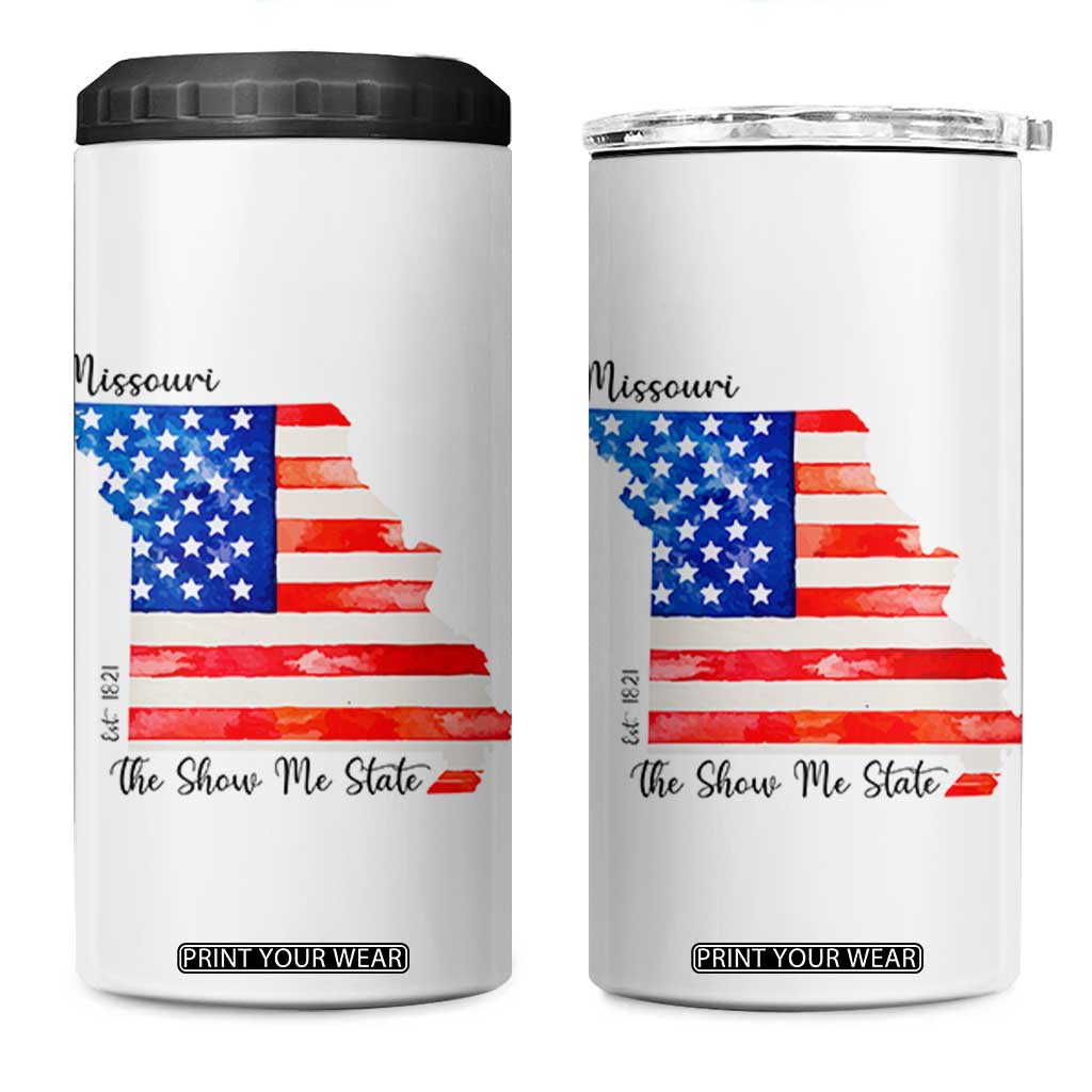 The Show Me State Est 1821 4 in 1 Can Cooler Tumbler Proud Missourian Gift TS12 One Size: 16 oz White Print Your Wear