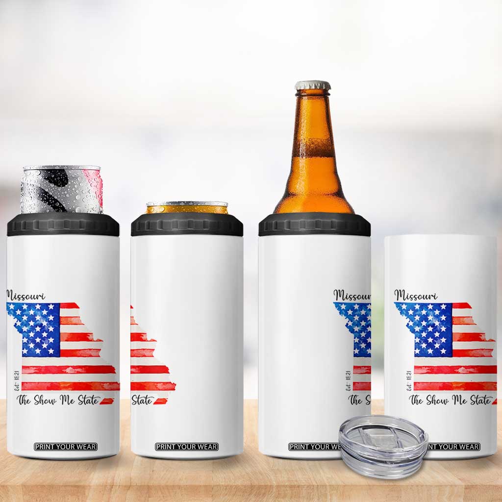 The Show Me State Est 1821 4 in 1 Can Cooler Tumbler Proud Missourian Gift TS12 Print Your Wear
