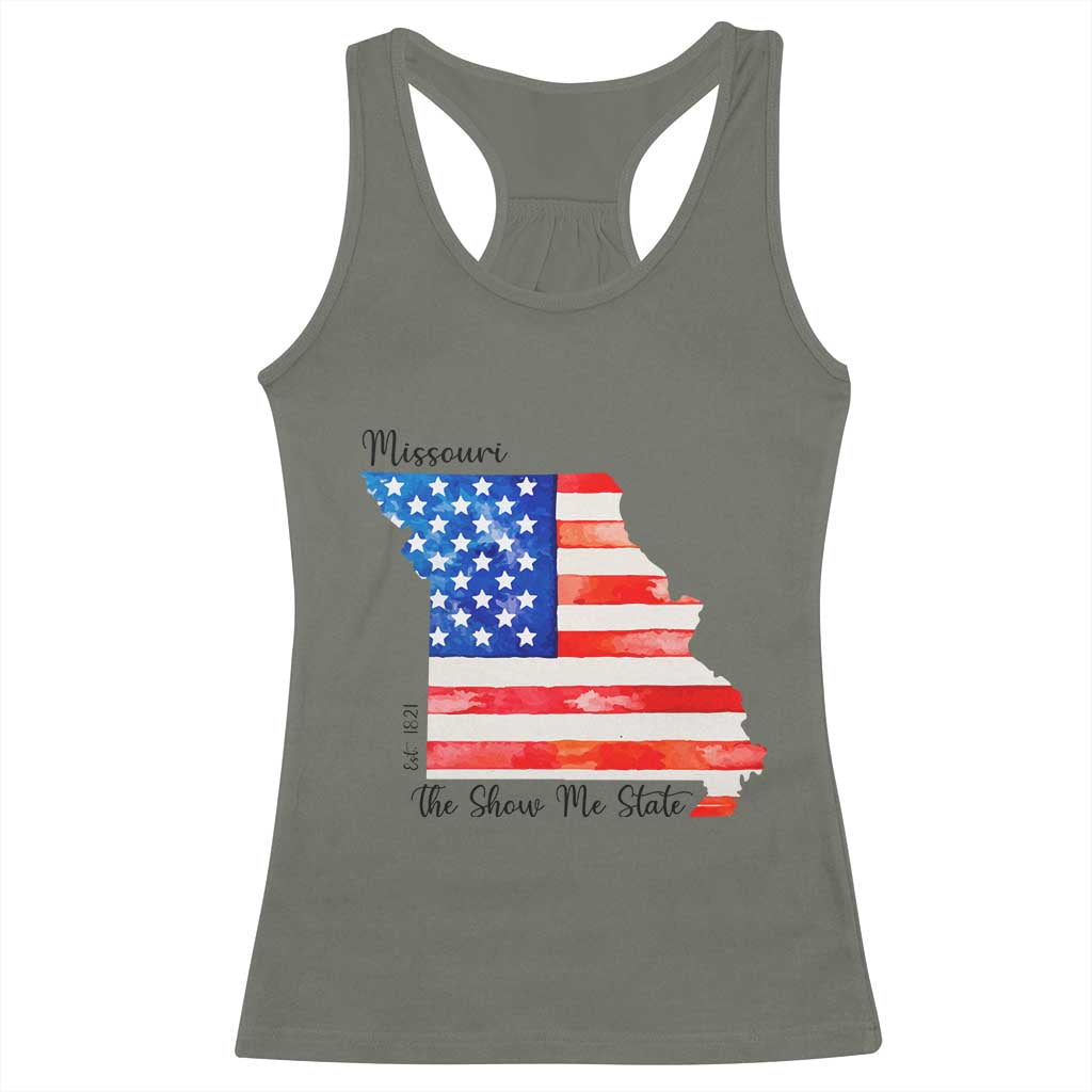 The Show Me State Est 1821 Racerback Tank Top Proud Missourian Gift TS12 Military Green Print Your Wear