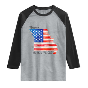 The Show Me State Est 1821 Raglan Shirt Proud Missourian Gift TS12 Heather Gray Black Print Your Wear