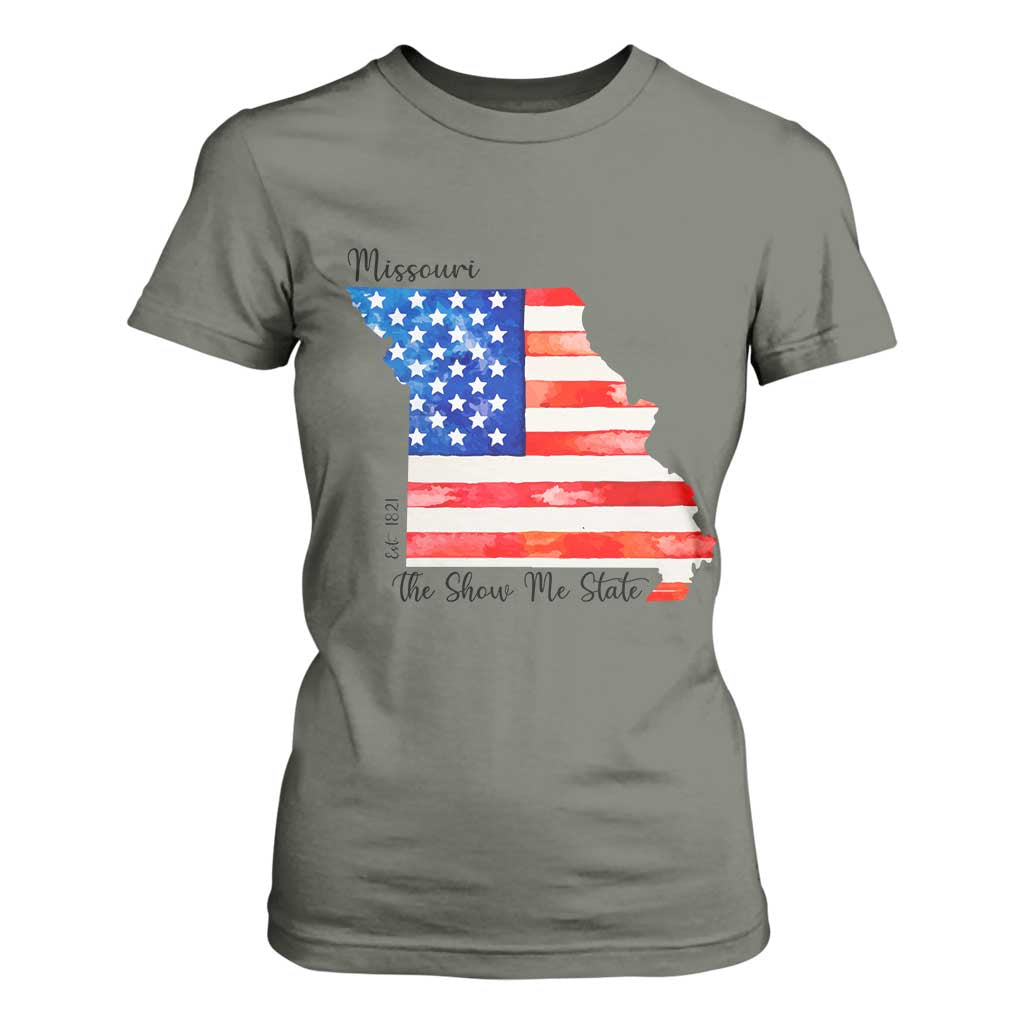 The Show Me State Est 1821 T Shirt For Women Proud Missourian Gift TS12 Military Green Print Your Wear