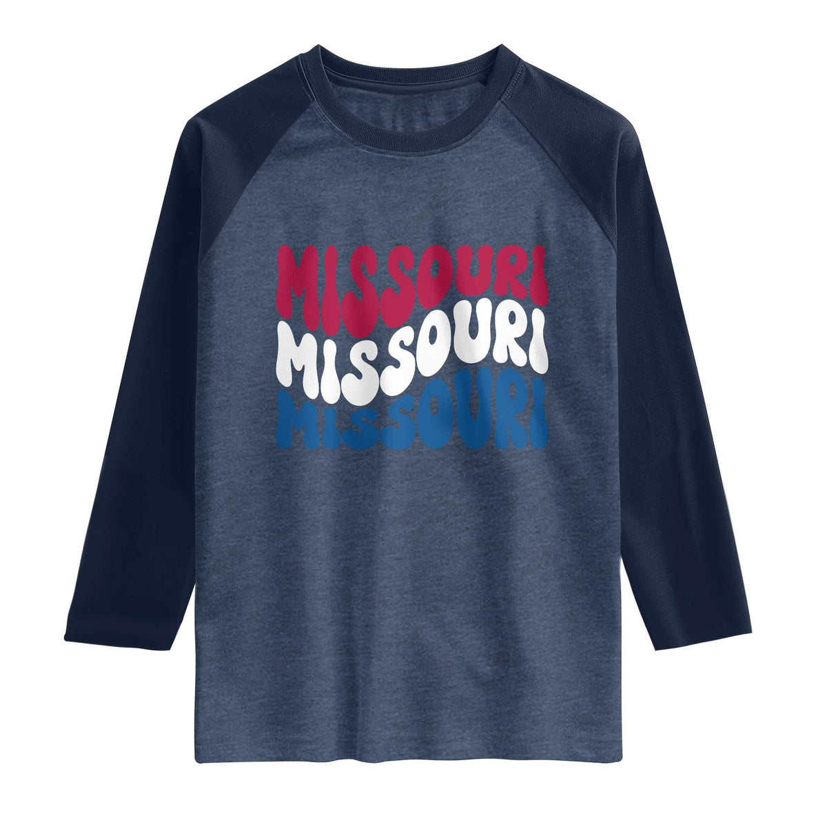The Show Me State Pride Raglan Shirt Gift For Missouri Lovers TS12 Heather Denim Navy Print Your Wear