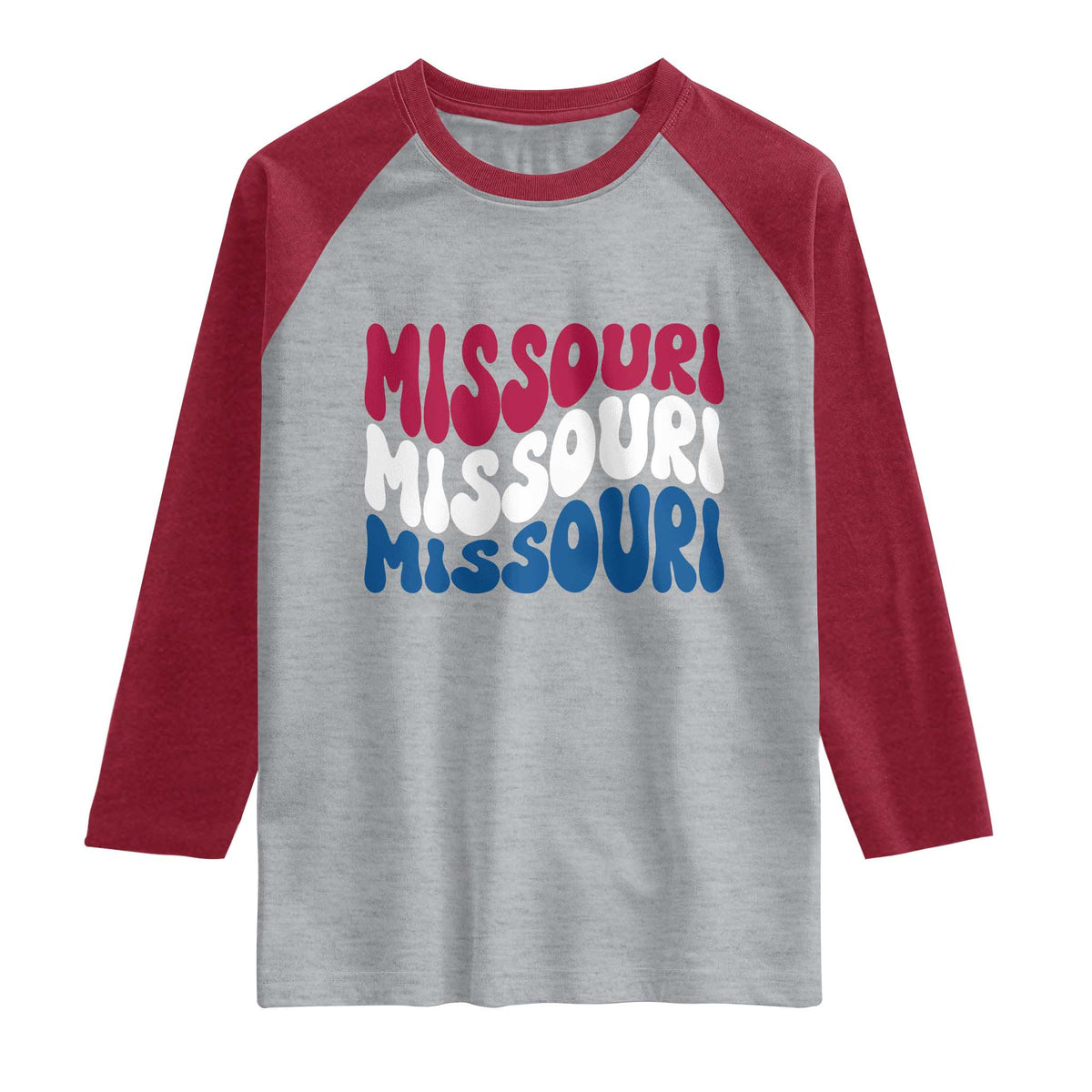 The Show Me State Pride Raglan Shirt Gift For Missouri Lovers TS12 Heather Gray Heather Red Print Your Wear