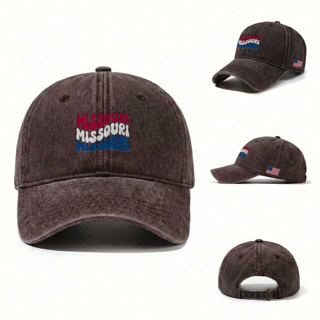 The Show Me State Pride Washed Cotton Baseball Cap Gift For Missouri Lovers TS12 Washed Cap Universal Fit Dark Brown Print Your Wear