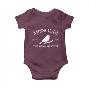 Vintage Blue Bird Missouri Baby Onesie The Show Me State Pride TS12 Maroon Print Your Wear