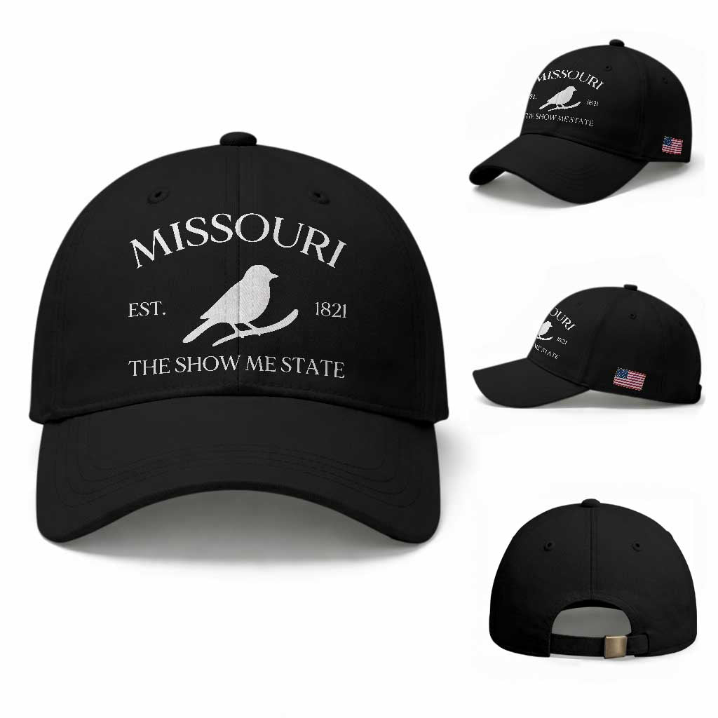 Vintage Blue Bird Missouri Baseball Cap The Show Me State Pride TS12 Baseball Cap Universal Fit Black Print Your Wear