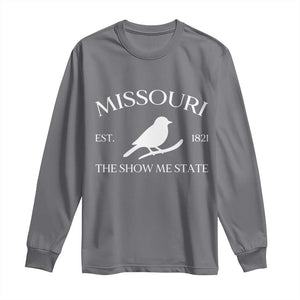 Vintage Blue Bird Missouri Long Sleeve Shirt The Show Me State Pride TS12 Charcoal Print Your Wear