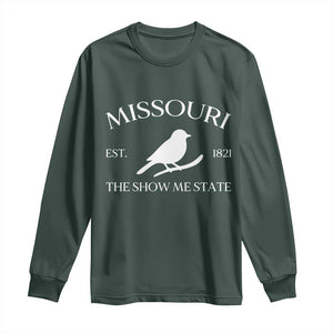 Vintage Blue Bird Missouri Long Sleeve Shirt The Show Me State Pride TS12 Dark Forest Green Print Your Wear