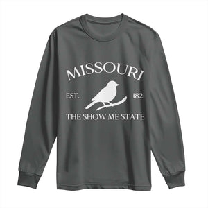 Vintage Blue Bird Missouri Long Sleeve Shirt The Show Me State Pride TS12 Dark Heather Print Your Wear