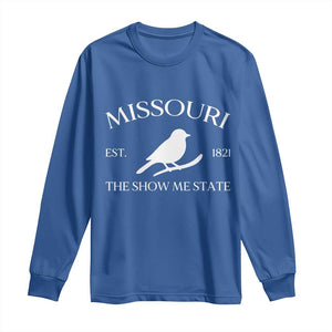 Vintage Blue Bird Missouri Long Sleeve Shirt The Show Me State Pride TS12 Royal Blue Print Your Wear