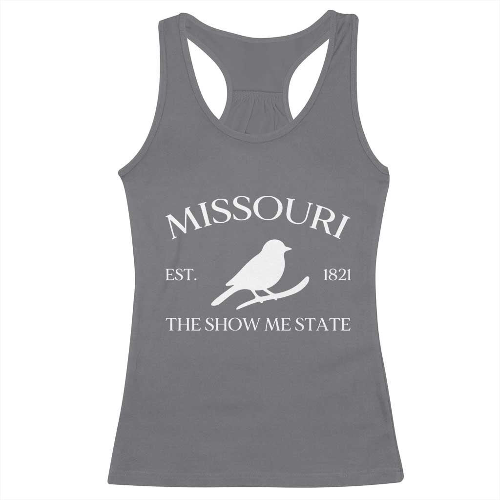 Vintage Blue Bird Missouri Racerback Tank Top The Show Me State Pride TS12 Charcoal Print Your Wear