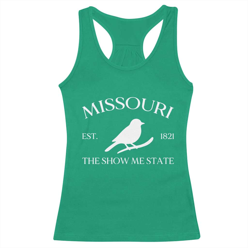 Vintage Blue Bird Missouri Racerback Tank Top The Show Me State Pride TS12 Irish Green Print Your Wear